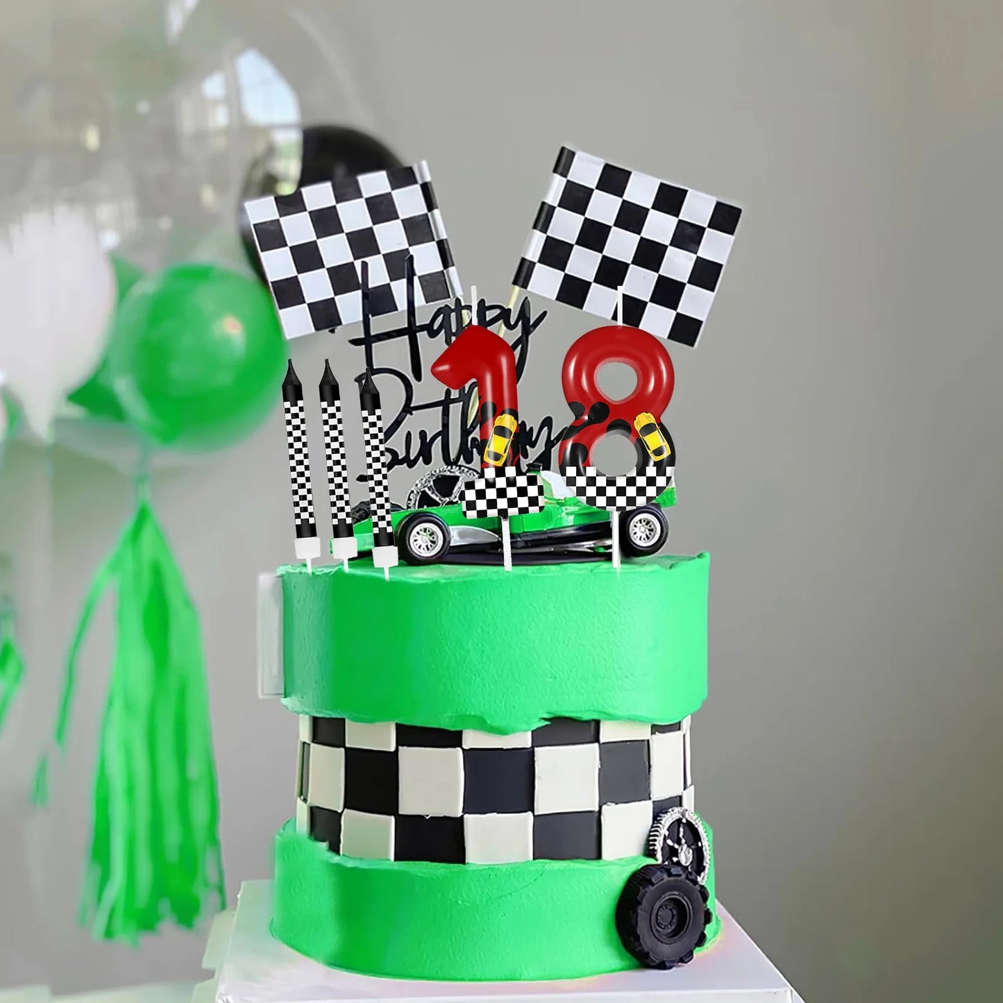 Velas Temáticas de Autos de Carreras para Cumpleaños – Set de 7 Piezas