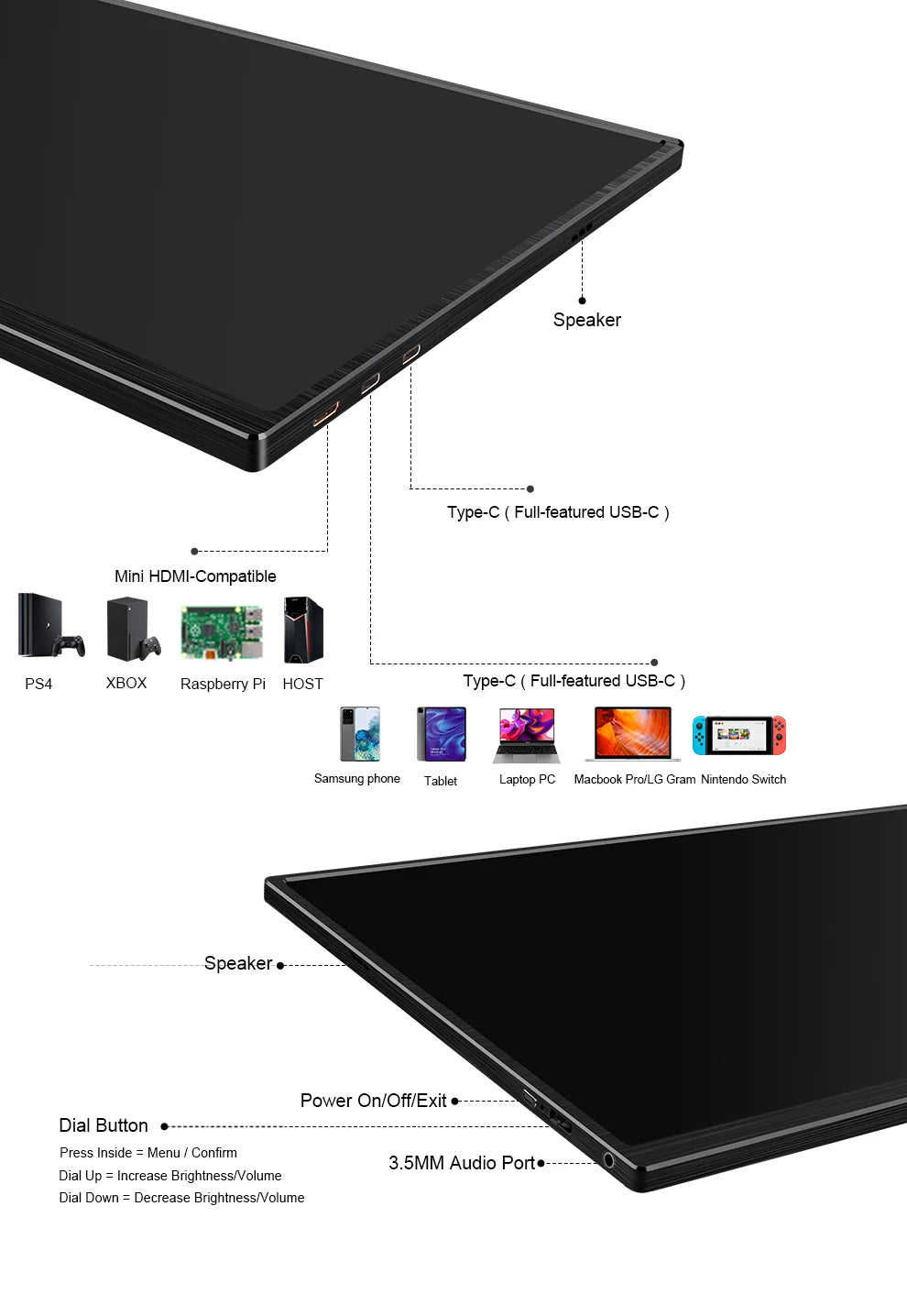 ZEUSLAP 16" 2.5K 144Hz Portable Monitor — 2560×1600, 100% sRGB, 500cd/m², 16:10, para PS4/PS5, Xbox, Switch, Laptop