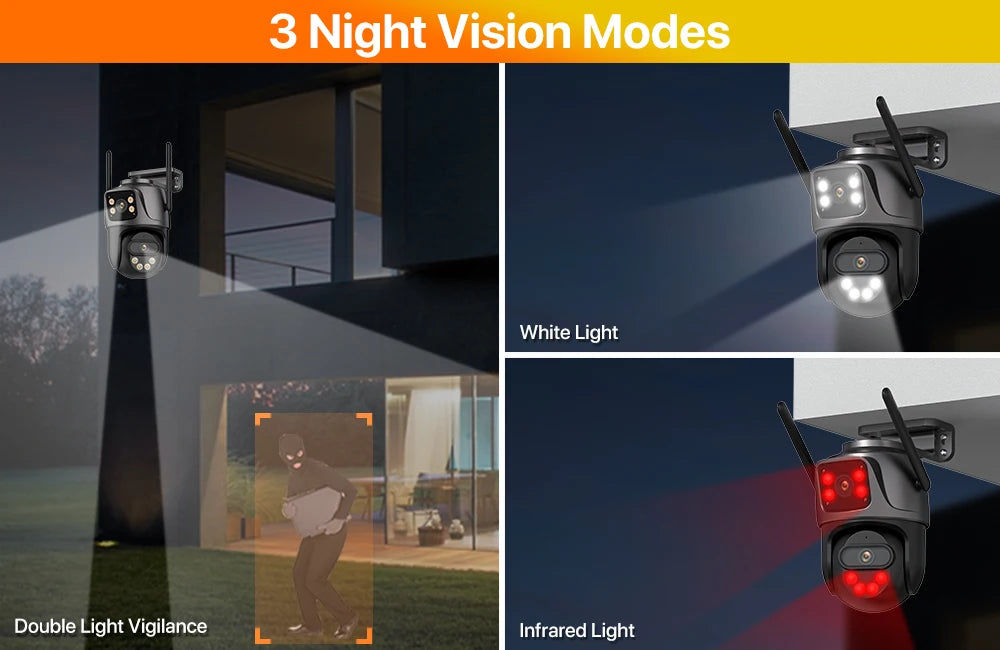 Cámara IP PTZ 4K 8MP WiFi con Doble Lente y Pantalla Dual — Seguridad Exterior HD