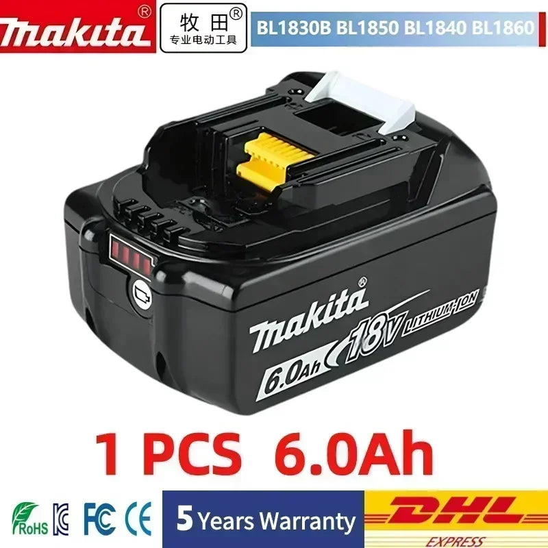 Batería Makita 18V 6Ah Original con Indicador LED – Batería de Litio Antigolpes para Herramientas Inalámbricas