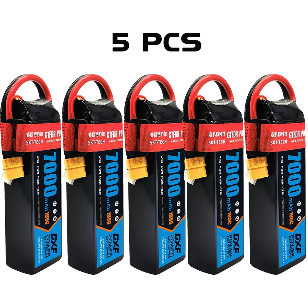 Batería DXF 6S LiPo 22.2V 100C 7000mAh XT60 – Potencia para RC, Drones y Coches de Carreras