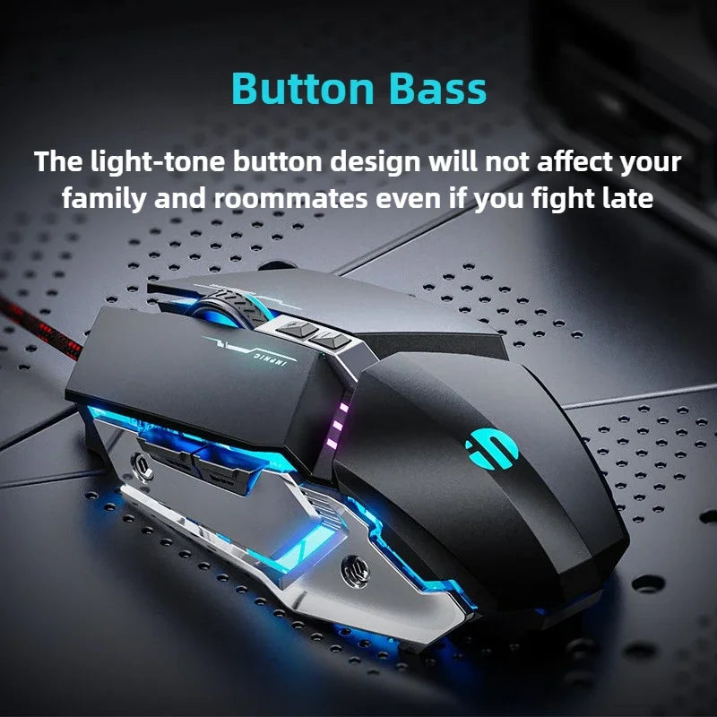 W2 USB Ratón Gaming Con Cable – LED Mecánico para PC, Laptop y Tablet
