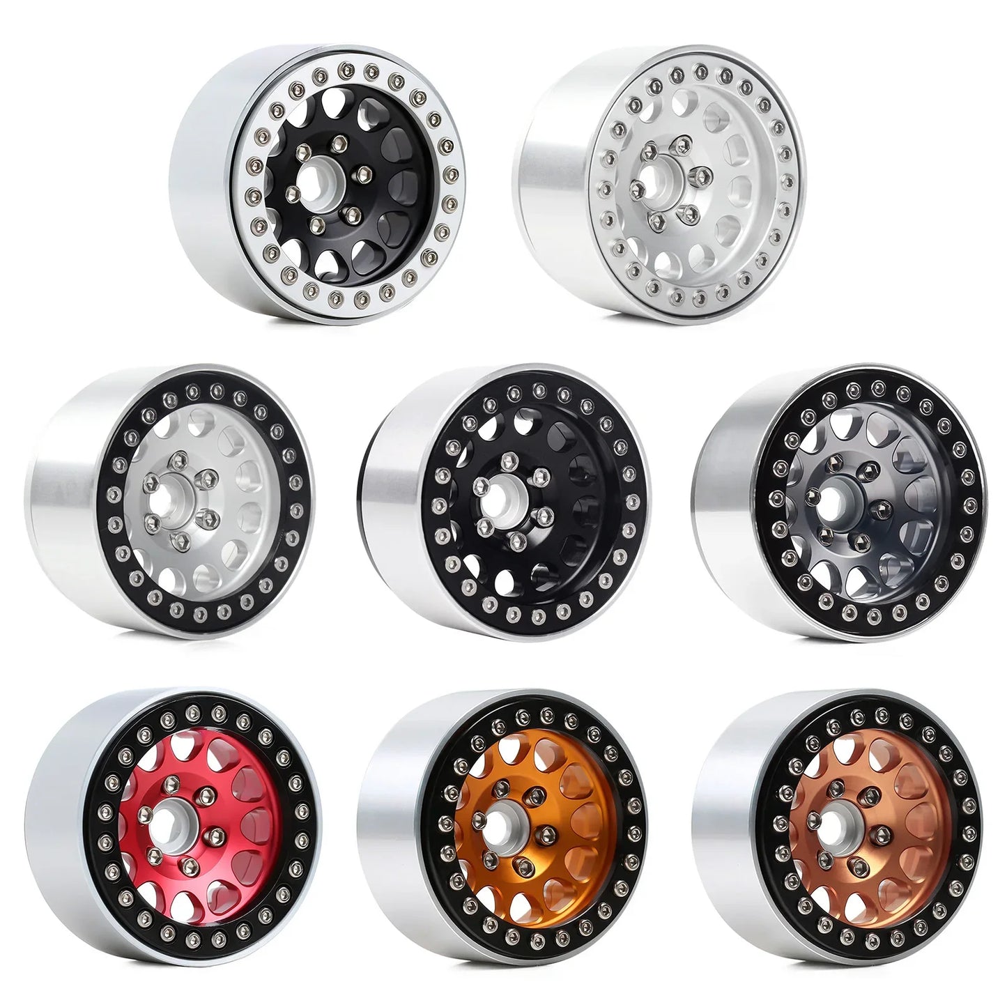 INJORA 1.9" Llantas Beadlock CNC Aluminio para RC Crawler 1/10 SCX10 TRX4 Gen8 (4 Piezas)