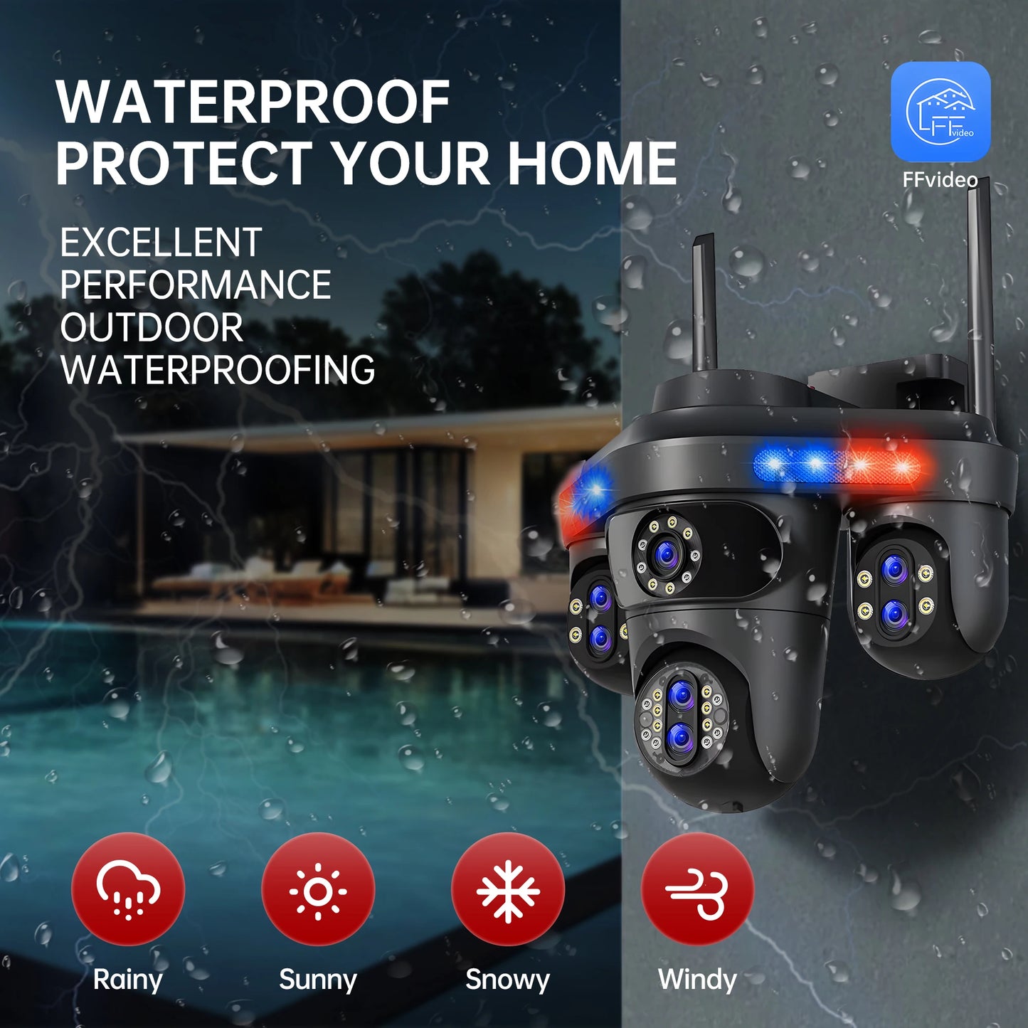 GEYUNE 35MP WiFi IP Camera – 10X Zoom Outdoor PTZ Security Camera con Auto Tracking