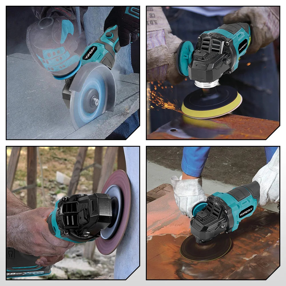 Amoladora Eléctrica 2 en 1 YOFIDRA 125mm – Brushless, 3 Velocidades para Madera y Metal