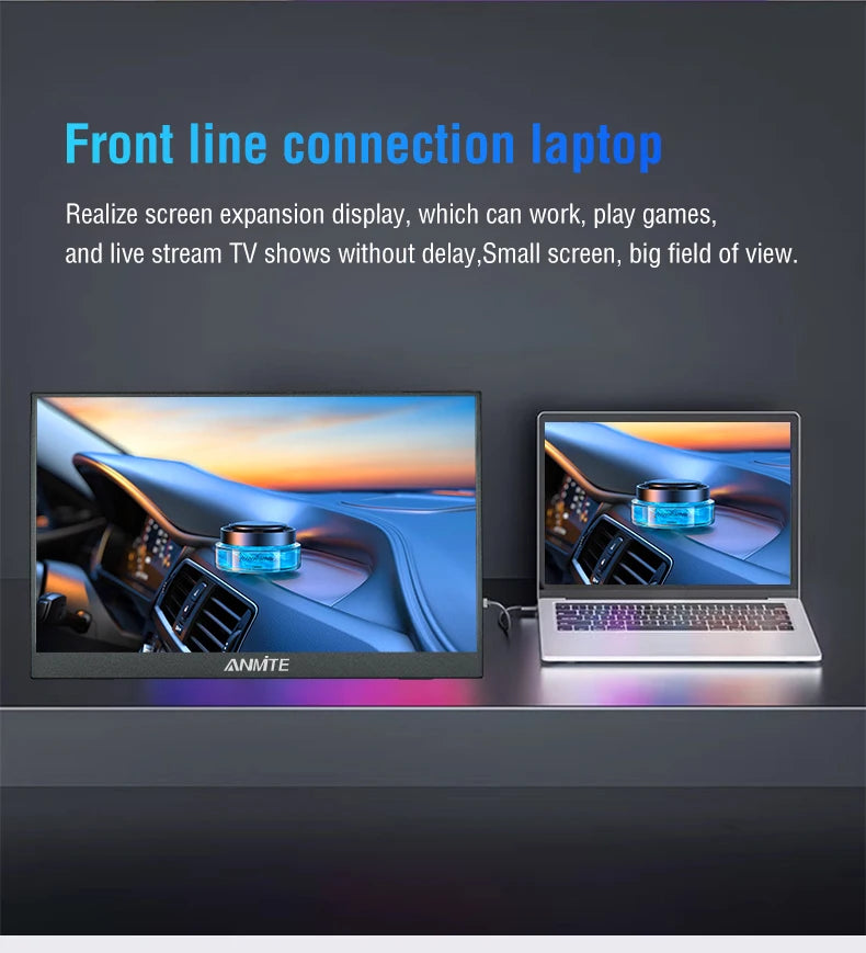 Monitor Portátil Anmite 16" 1200P HDR — Táctil y No Táctil para PC, Consolas y Móviles