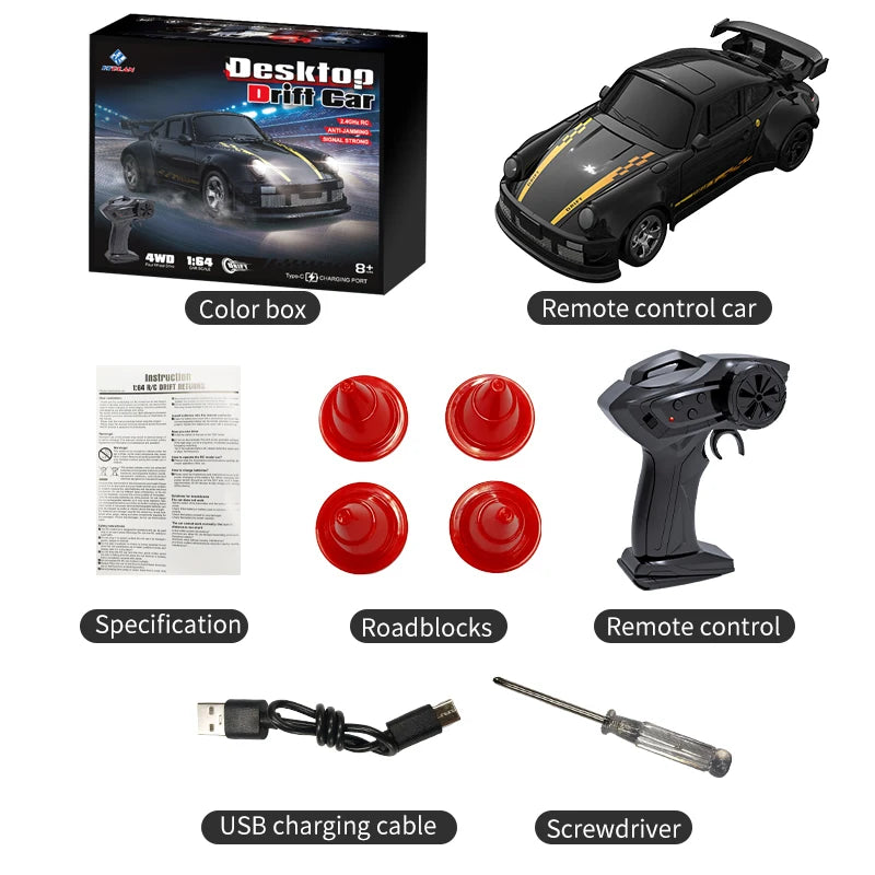 KF20 1:64 Drift RC Car 2025 – Coche RC 4WD de Mesa y Competición para Niños