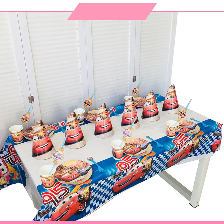 Decoración de Cumpleaños Disney Cars – Rayo McQueen | Platos, Vasos, Servilletas y Globos para Fiesta Infantil