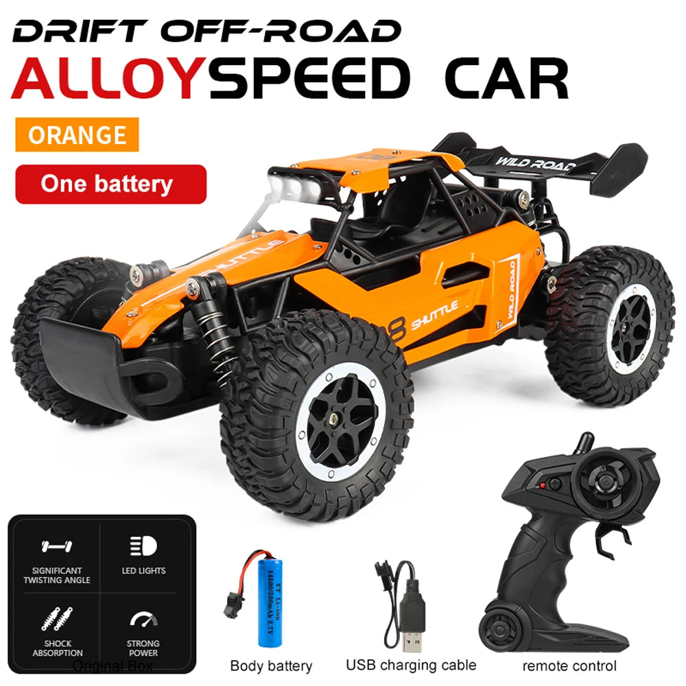 RC Car 1:16 2WD – Coche RC Off-Road con LED, Alta Velocidad 20KM/H para Niños