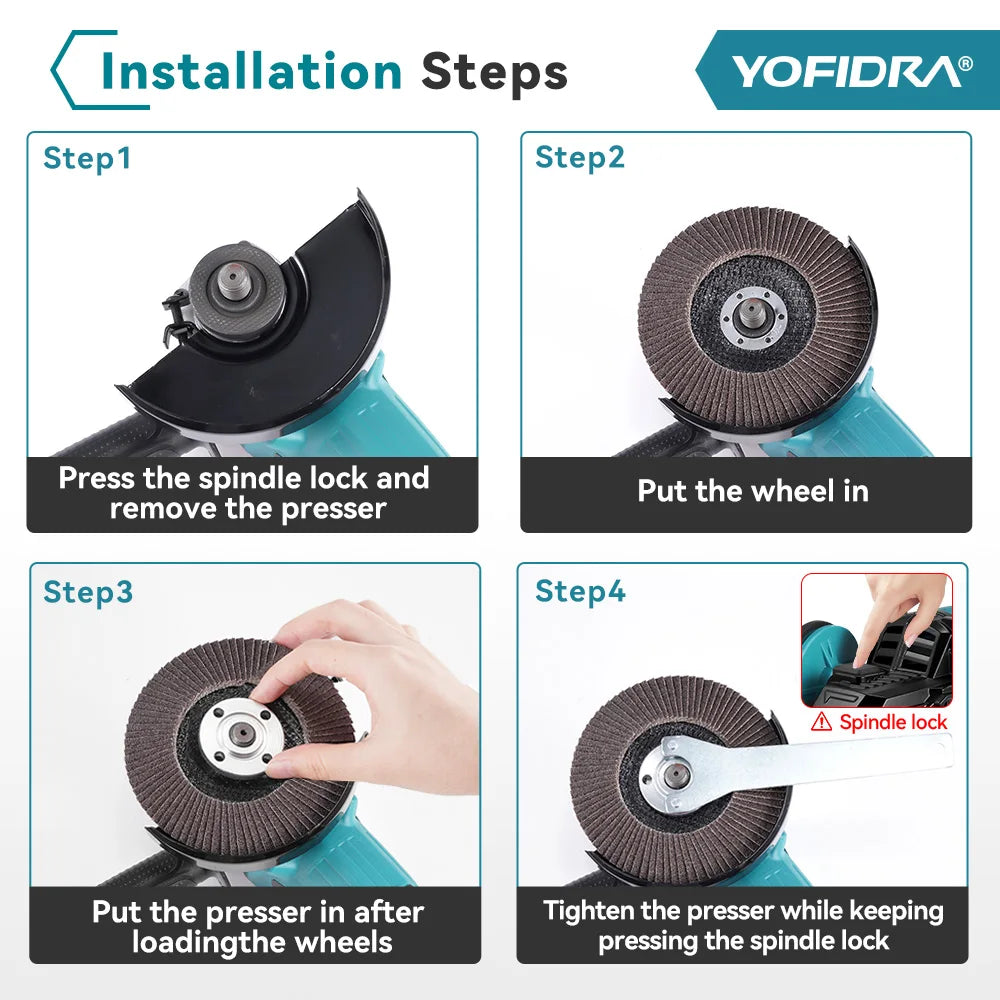 Amoladora Eléctrica 2 en 1 YOFIDRA 125mm – Brushless, 3 Velocidades para Madera y Metal