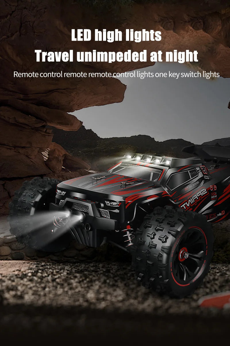 RC Car 1:16 4WD – Monster Drift Truck con LED, Alta Velocidad 50/85KM/H para Niños