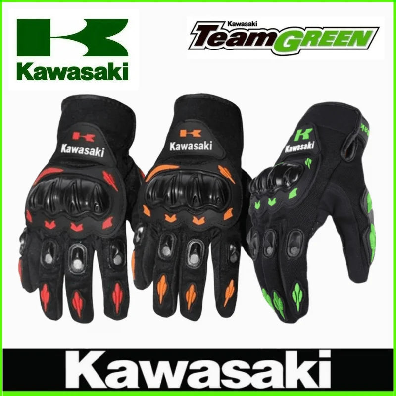 Guantes de Motocicleta Kawasaki – Dedo Completo Antideslizantes y Resistentes