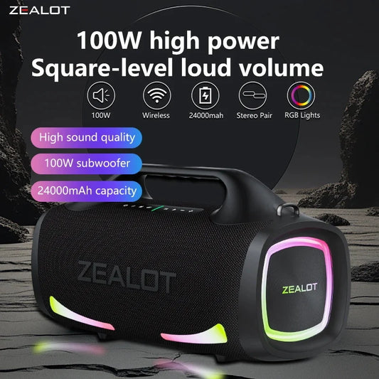 Altavoz Bluetooth Portátil ZEALOT S79 — 100W Subwoofer con Batería 24000mAh IPX6