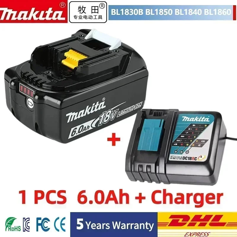 Batería Makita 18V 6Ah Original con Indicador LED – Batería de Litio Antigolpes para Herramientas Inalámbricas
