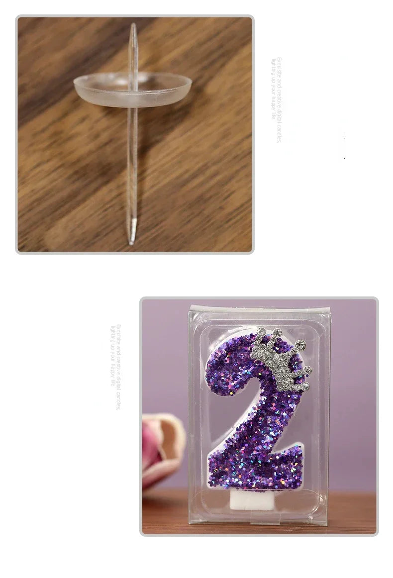 Velas Números Corona Morada – Decoración de Pastel para Cumpleaños y Fiesta
