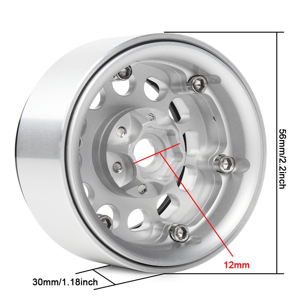 INJORA 1.9" Llantas Beadlock CNC Aluminio para RC Crawler 1/10 SCX10 TRX4 Gen8 (4 Piezas)