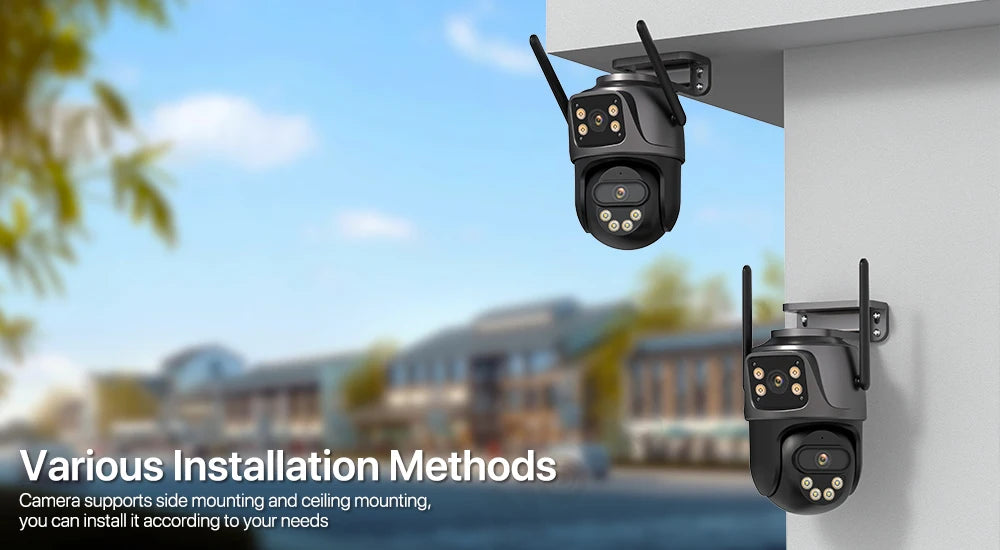 Cámara IP PTZ 4K 8MP WiFi con Doble Lente y Pantalla Dual — Seguridad Exterior HD