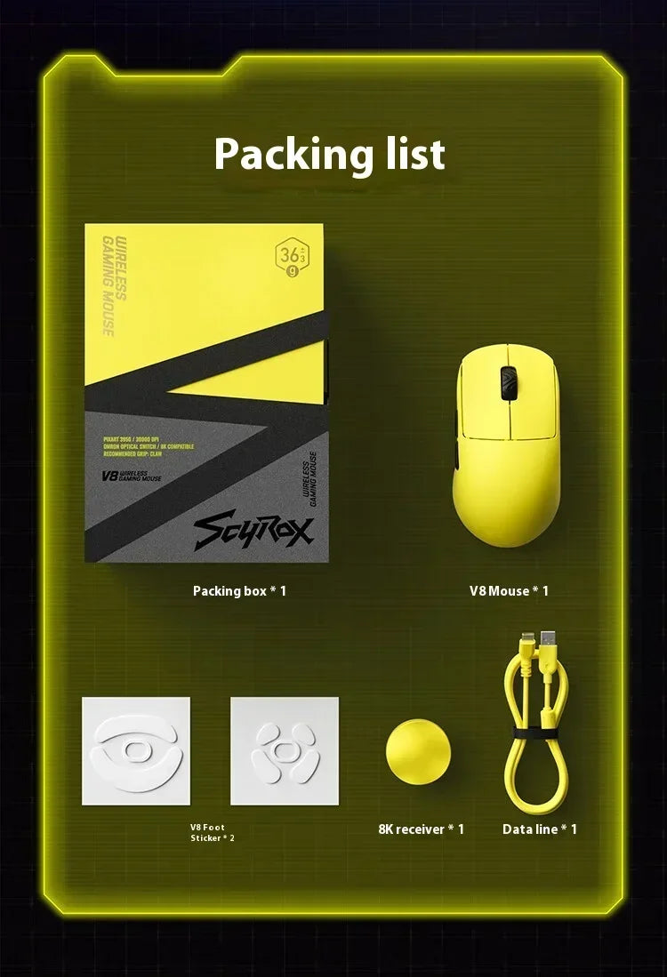 Scyrox V8 Mouse Dual Mode – Gaming 8K Low Latency Ligero y Personalizable para PC