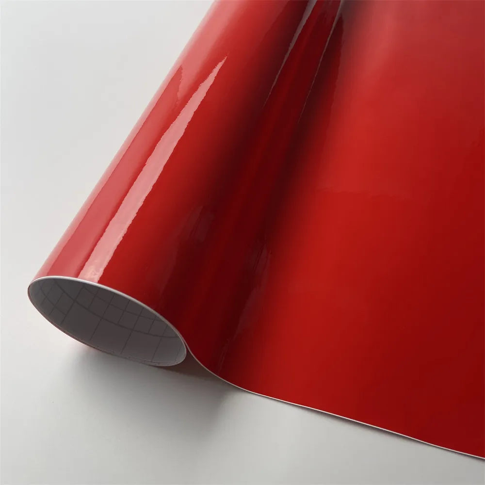 Vinilo Adhesivo Rojo, Blanco y Negro — Film Glossy sin Burbujas para Coche y Moto