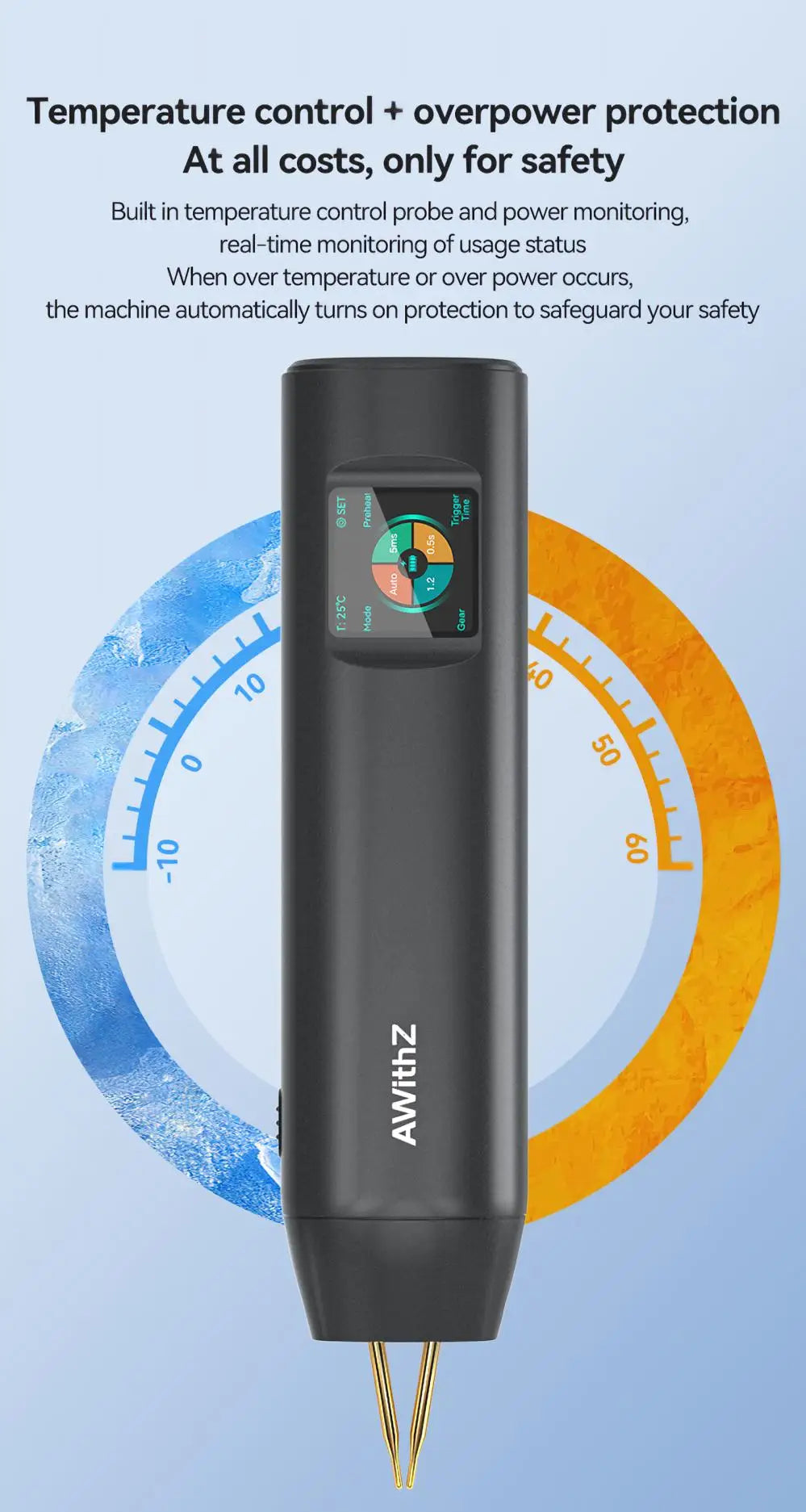 Soldador de Puntos Portátil AWithZ – 90 Niveles Ajustables para Baterías 18650