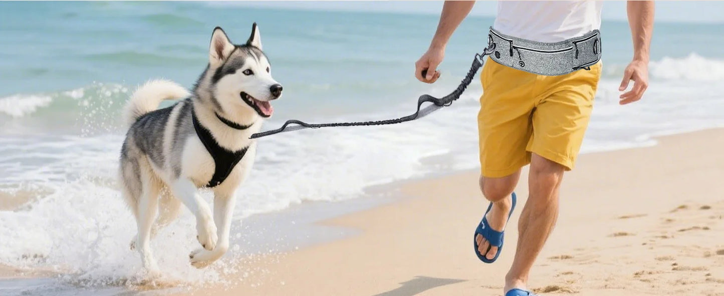 Correa de Cintura Manos Libres para Perros – Reflectante y con Bolsillo