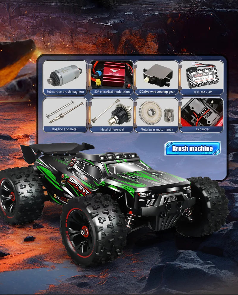 RC Car 1:16 4WD – Monster Drift Truck con LED, Alta Velocidad 50/85KM/H para Niños