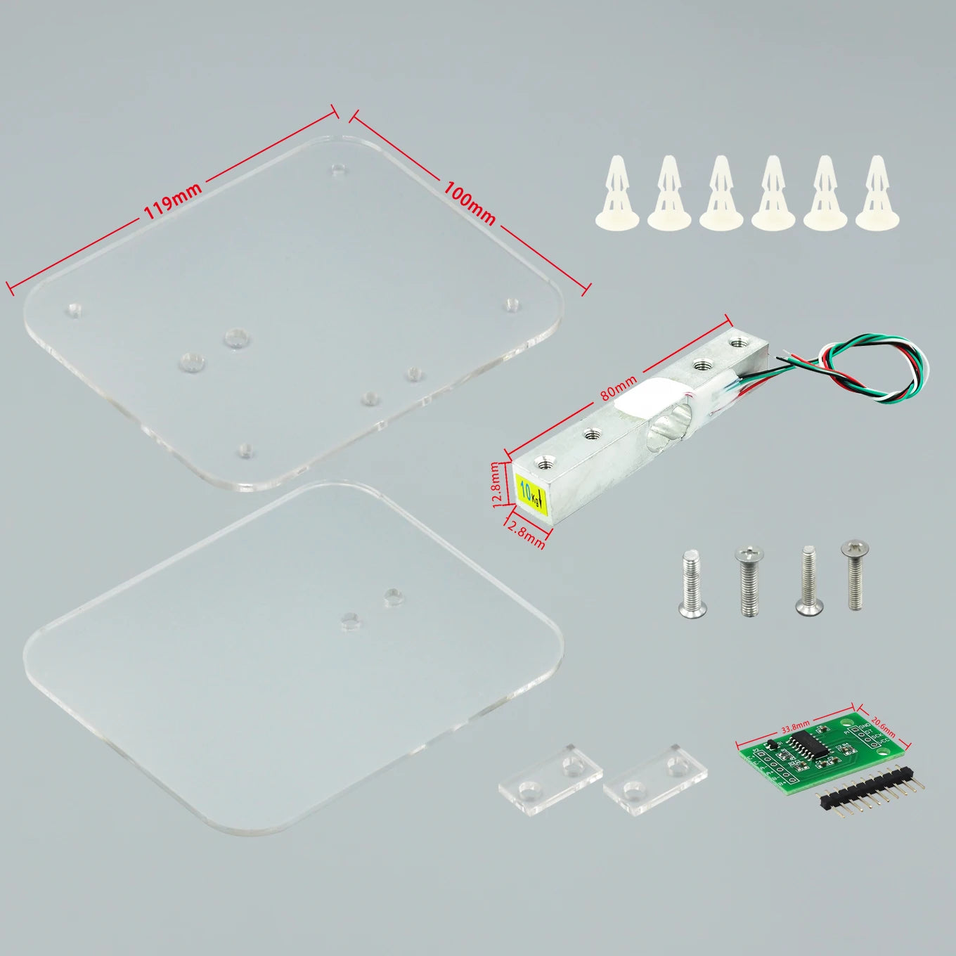 Sensor de Carga Digital HX711 – Célula de Peso 5KG/10KG para Arduino y Escalas Electrónicas