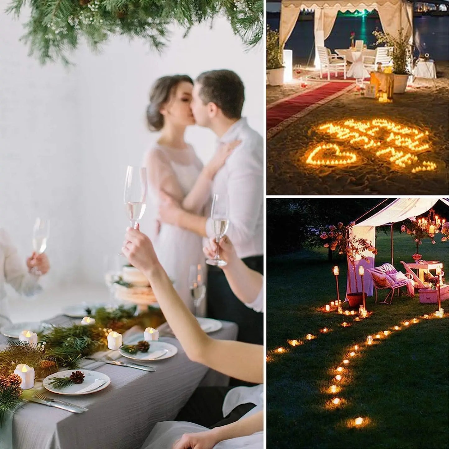 Velas LED a Pilas – Pack de 12, 24 o 48 Unidades con Luz Cálida y Parpadeo Natural