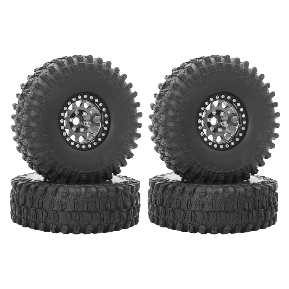 Set 4PCS Metal 1.9" Beadlock Wheel Rim Tires – RC Crawler 1/10 Axial SCX10 III, TRX-4, Redcat GEN 8