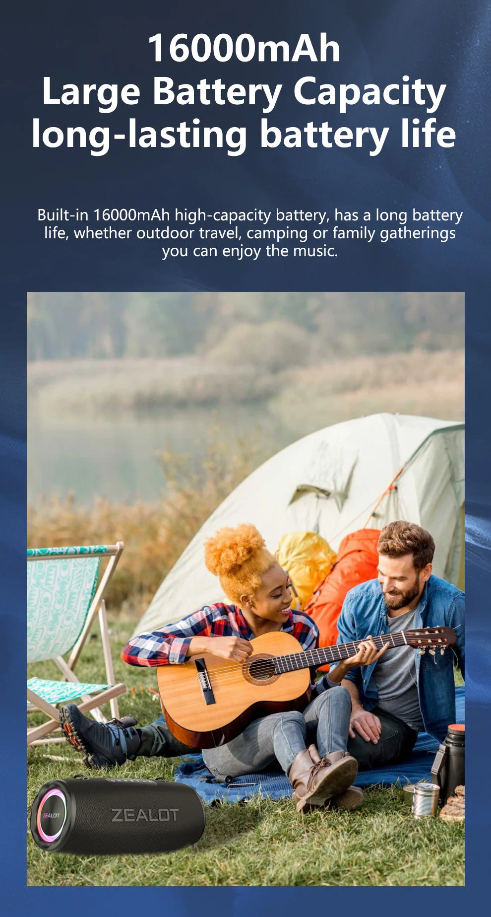 Altavoz Bluetooth Portátil ZEALOT S87 — 80W IPX6 Resistente al Agua con Subwoofer