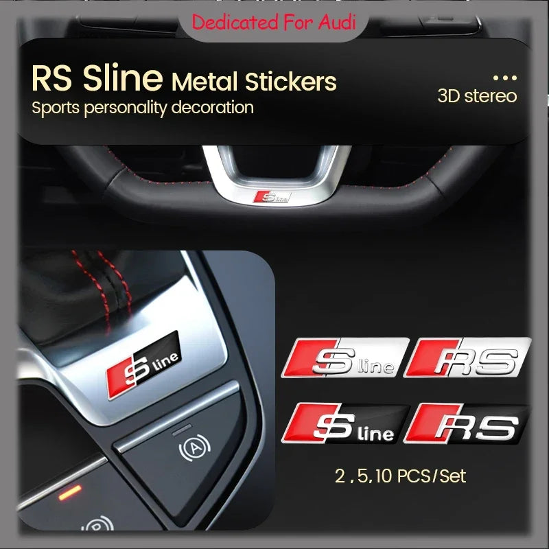 Emblema 3D Audi SLINE RS — Sticker Volante y Carrocería