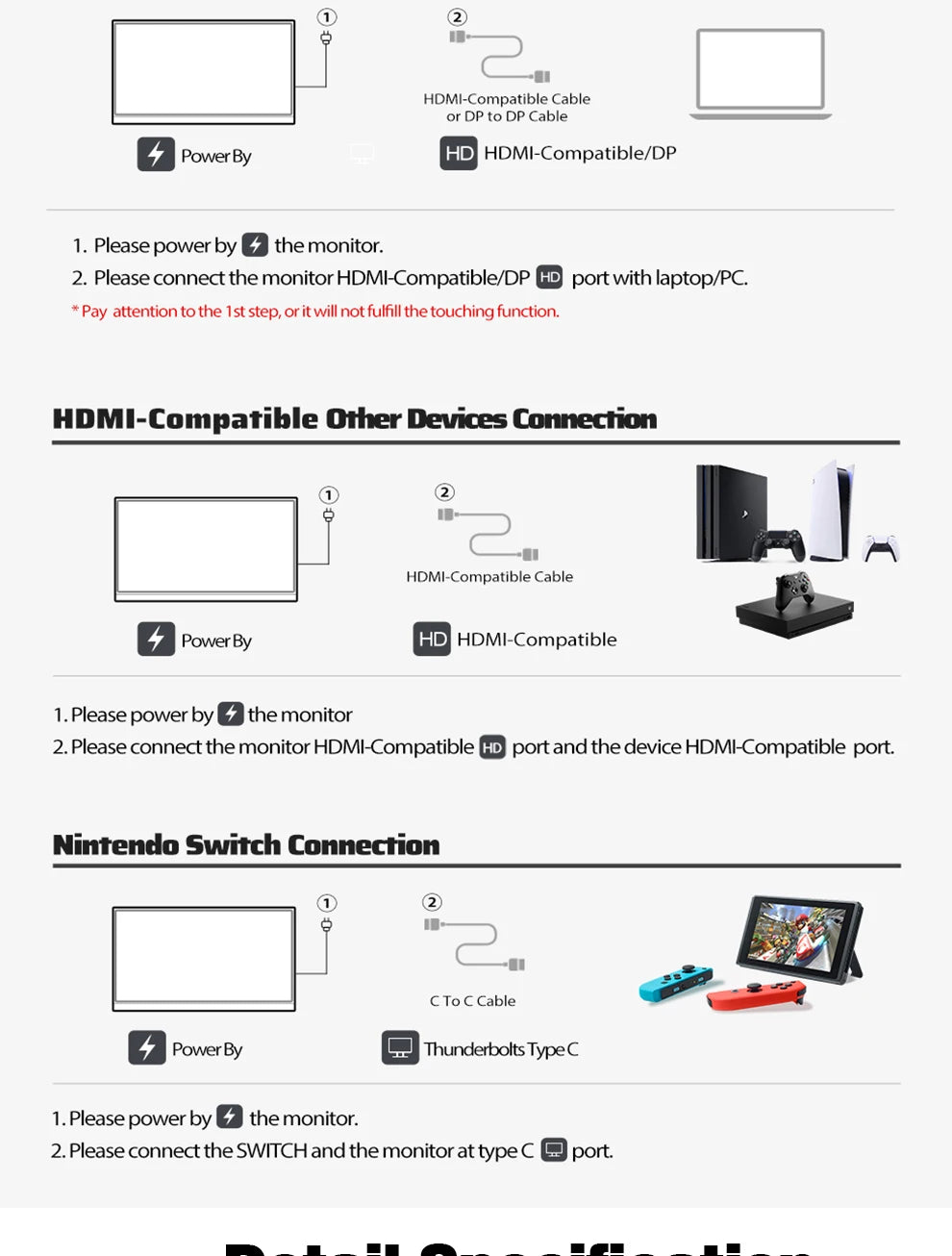 ZEUSLAP 16" 2.5K 144Hz Portable Monitor — 2560×1600, 100% sRGB, 500cd/m², 16:10, para PS4/PS5, Xbox, Switch, Laptop