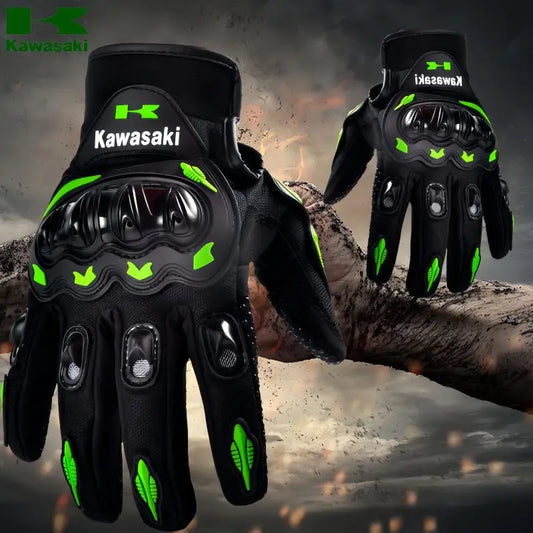 Guantes de Motocicleta Kawasaki – Dedo Completo Antideslizantes y Resistentes