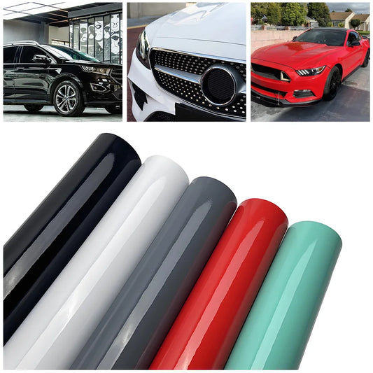 Vinilo Adhesivo Rojo, Blanco y Negro — Film Glossy sin Burbujas para Coche y Moto