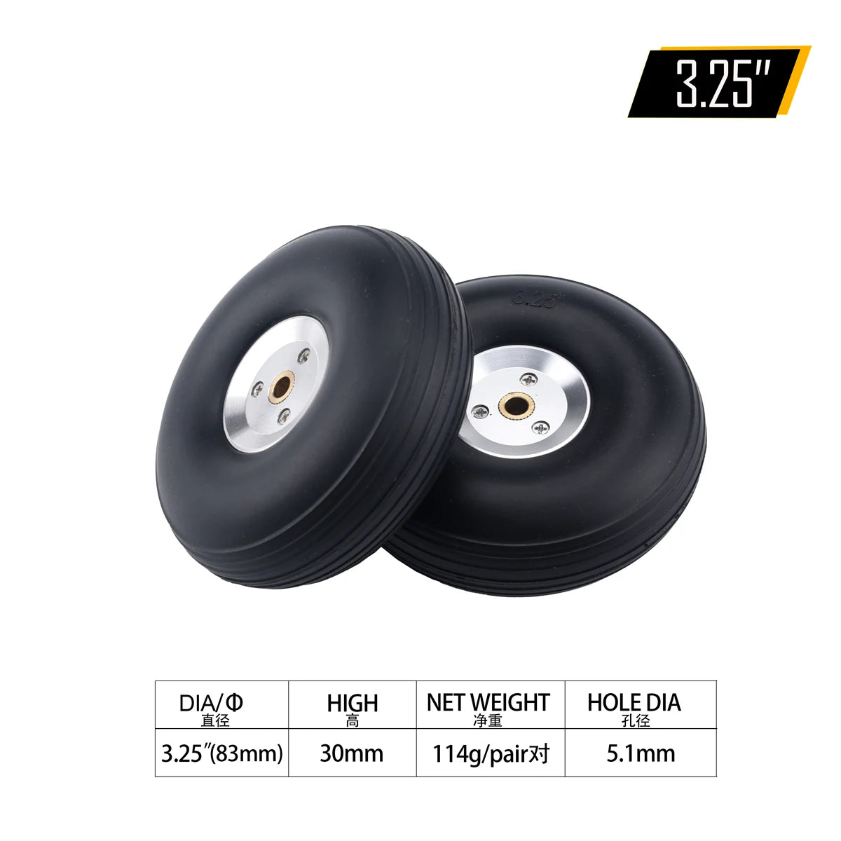 2PCS Ruedas de Avión RC con Núcleo de Aluminio – Neumáticos PU 1" a 5" para Modelos de Aeronaves RC