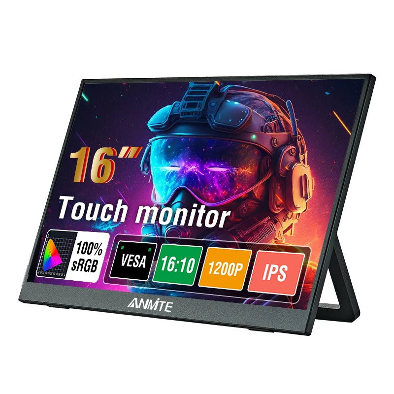 Monitor Portátil Anmite 16" 1200P HDR — Táctil y No Táctil para PC, Consolas y Móviles
