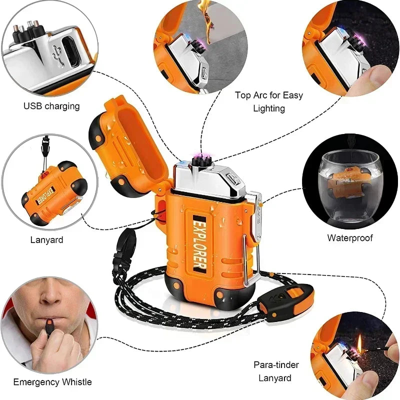 Encendedor Eléctrico de Doble Arco Plasma – Recargable e Impermeable