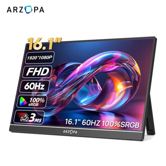ARZOPA Z1C 16.1" 100% sRGB Portable Monitor FHD 1080P IPS – Monitor Externo para Mac, PC, Xbox, PS5, Switch