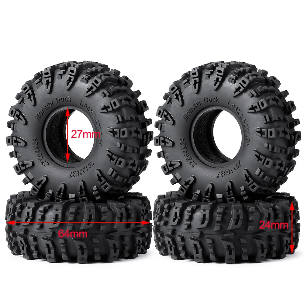 AXSPEED 4PCS Neumáticos de Goma 1.3"/1.1" – Mud Terrain para Micro Crawler 1/18 & 1/24