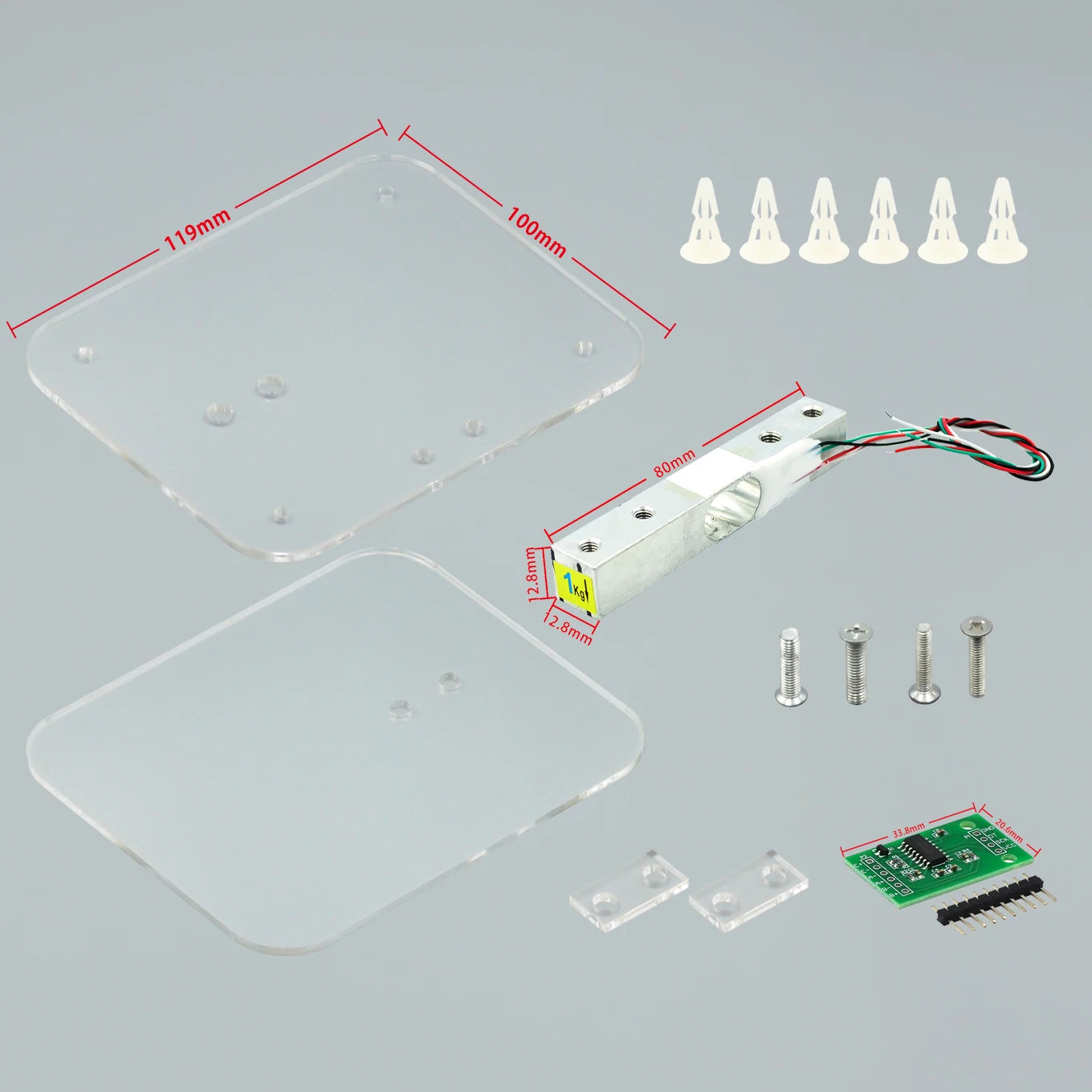 Sensor de Carga Digital HX711 – Célula de Peso 5KG/10KG para Arduino y Escalas Electrónicas