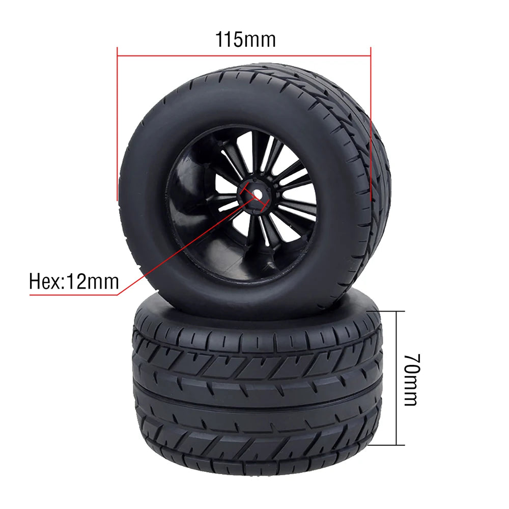 4PCS 12mm Hub 1/10 Tyre Wheel – 120mm / 125mm / 130mm Monster Truck / Buggy RC Car Crawler Compatible Traxxas SCX10