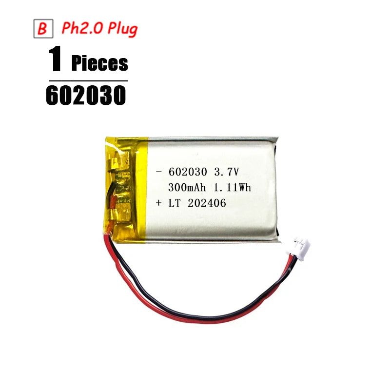 Batería LiPo 3.7V Recargable PH2.0 Plug – Compatible con PS4, GPS, Altavoces y MP3