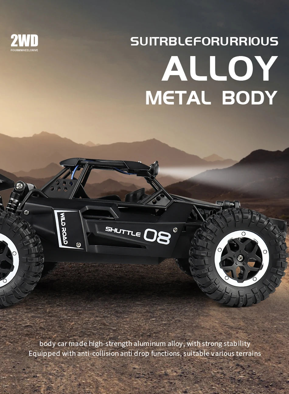 RC Car 1:16 2WD – Coche RC Off-Road con LED, Alta Velocidad 20KM/H para Niños