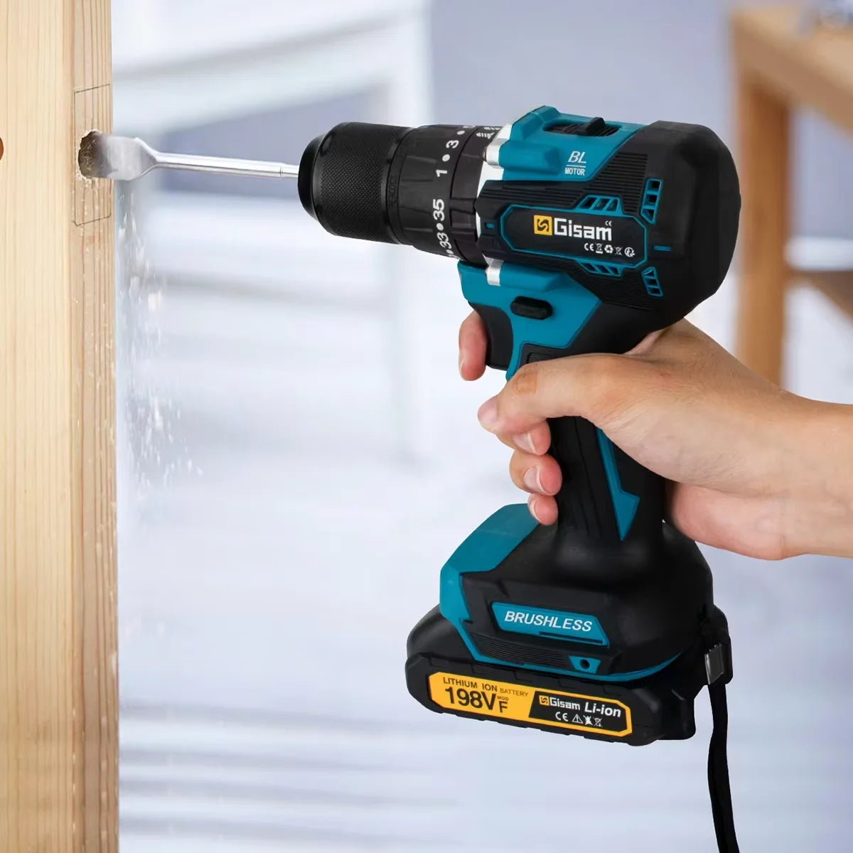 Taladro Atornillador Inalámbrico Gisam 65N.m – 13MM Brushless