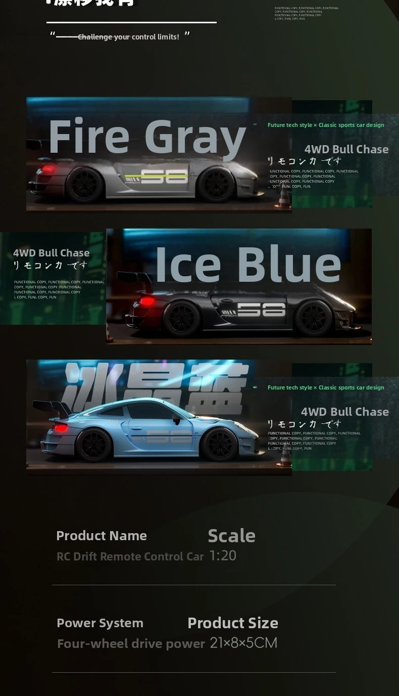 RC Drift GT3 RS 911 mi SU7 1:20 – Edición Limitada 2025, Coche de Alta Velocidad para Niños