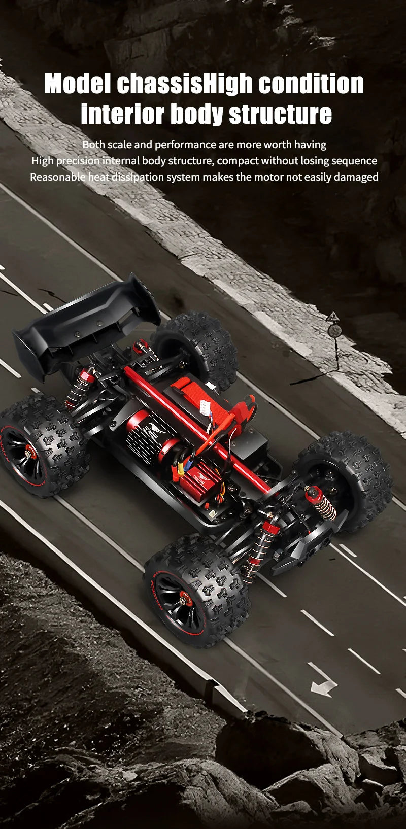 RC Car 1:16 4WD – Monster Drift Truck con LED, Alta Velocidad 50/85KM/H para Niños