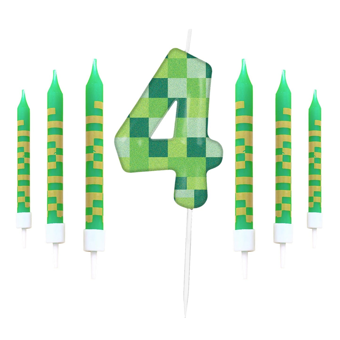 Velas Digitales Pixel Theme 0-9 – 7 Piezas para Cumpleaños y Fiesta