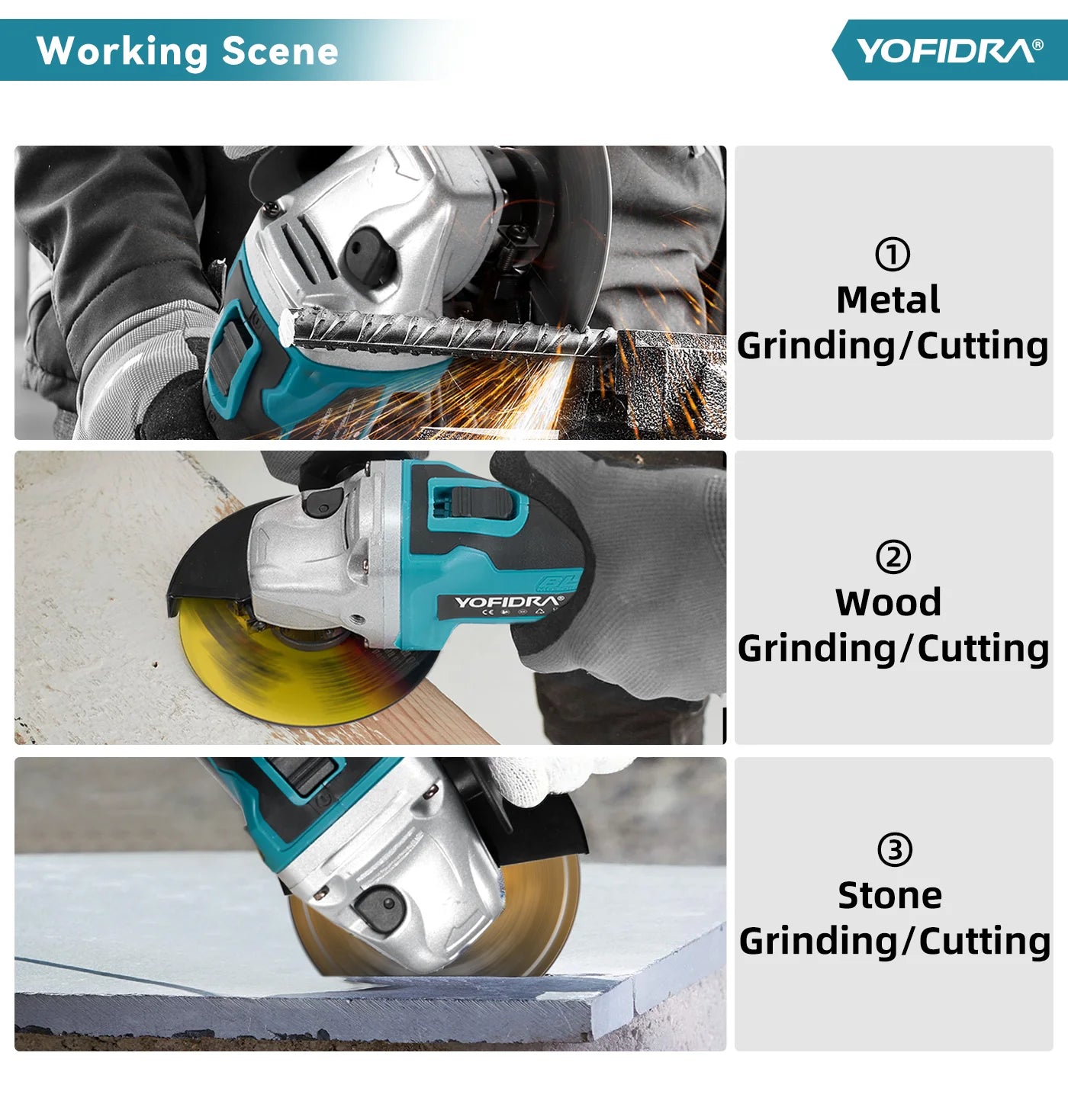 Amoladora Angular Eléctrica Inalámbrica YOFIDRA 3000W – Corte, Pulido y Lijado