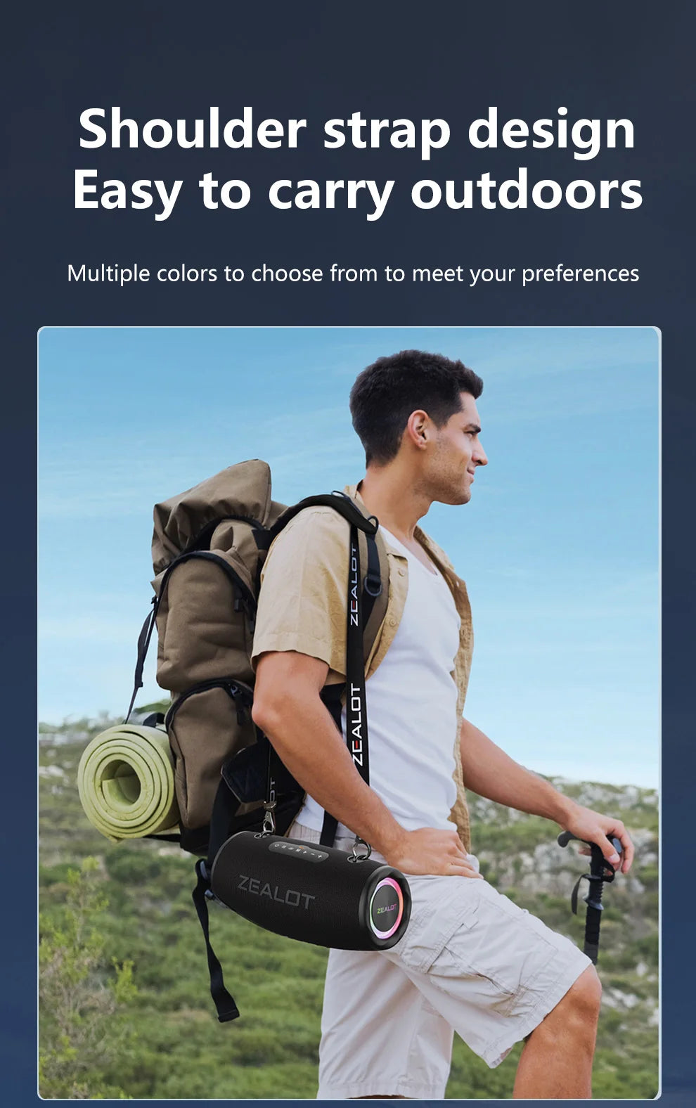 Altavoz Bluetooth Portátil ZEALOT S87 — 80W IPX6 Resistente al Agua con Subwoofer