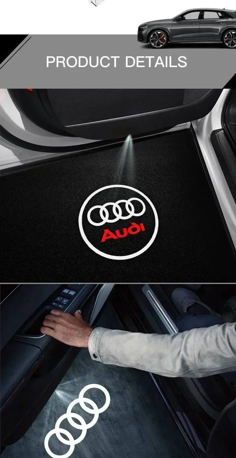 Luces LED Proyector para Puerta Audi — 2/4 Pcs, Logo HD para A3, A4, A5, A6, Q5 y Más